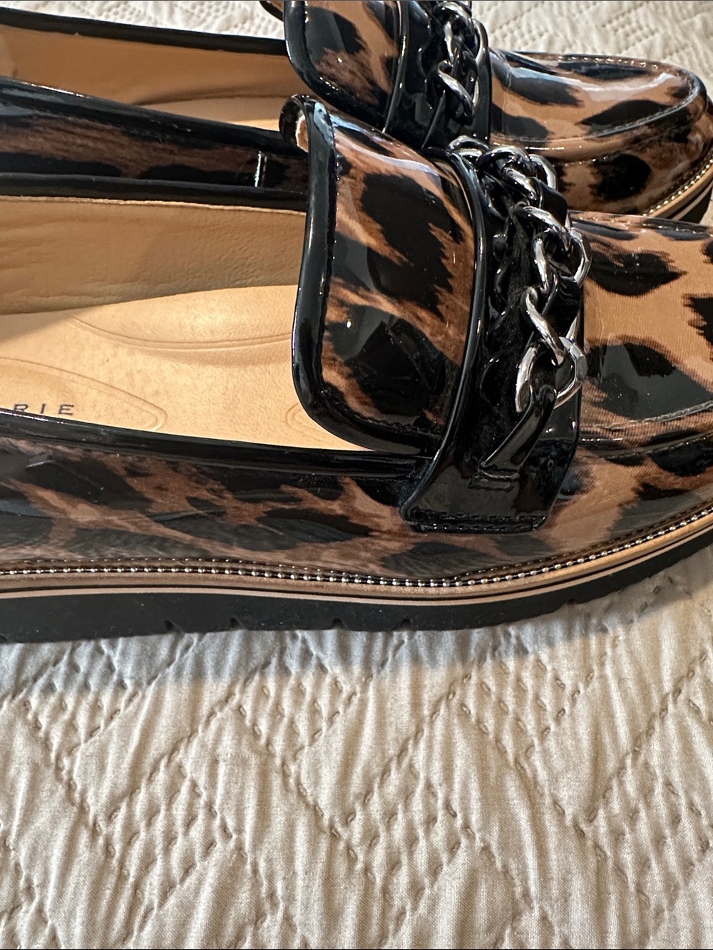 Alex Marie Leopard Patent Loafers in Black and Tan - Picture 5 of 6